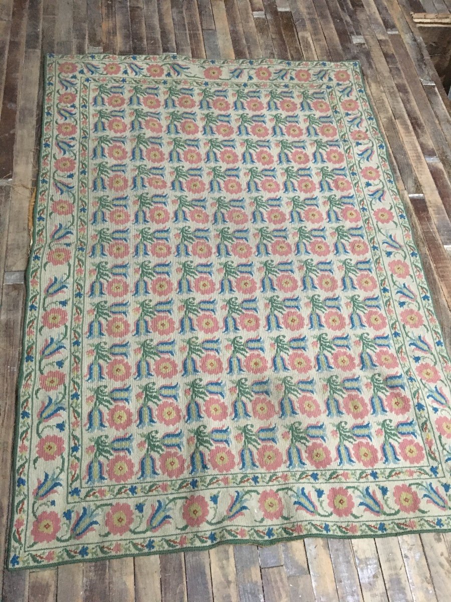 Tapis Au Point à Décor Floral vers 1900-photo-2