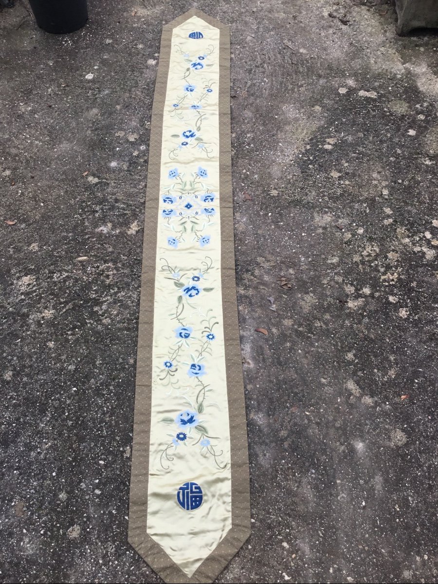 Broderie Chinoise Sur Soie, Long Bandeau à Suspendre ( 240cm)-photo-3