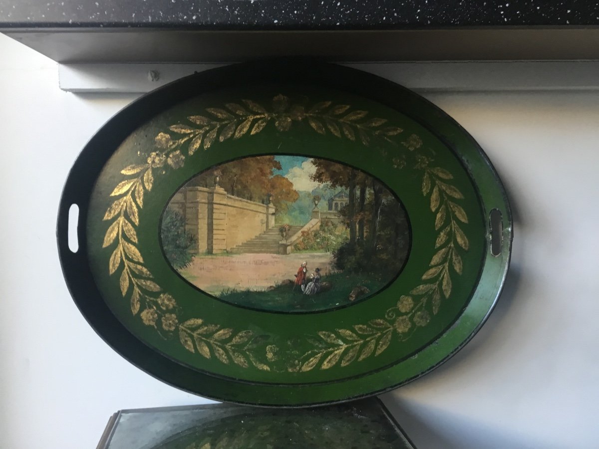 Oval Tray In Painted Sheet Metal Early 19th Century-photo-2