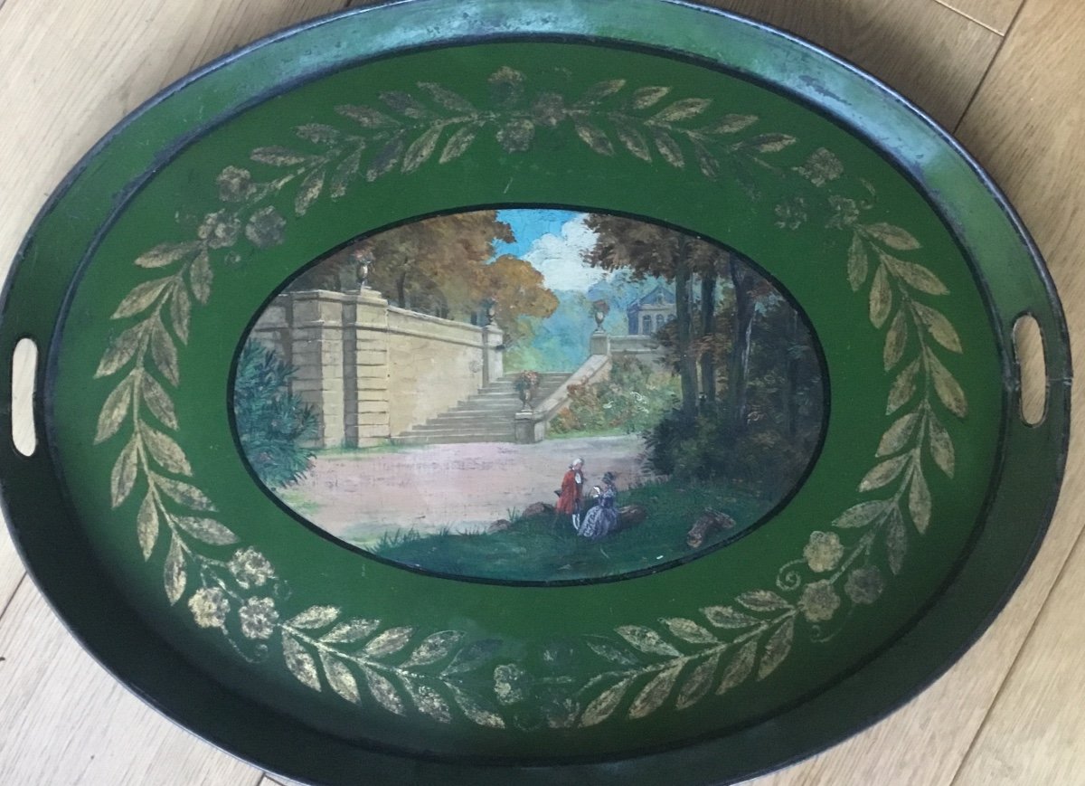 Oval Tray In Painted Sheet Metal Early 19th Century