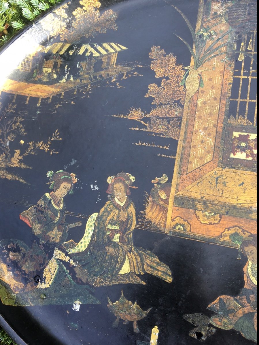Paper Mache Tray With Japanese Decor -photo-2