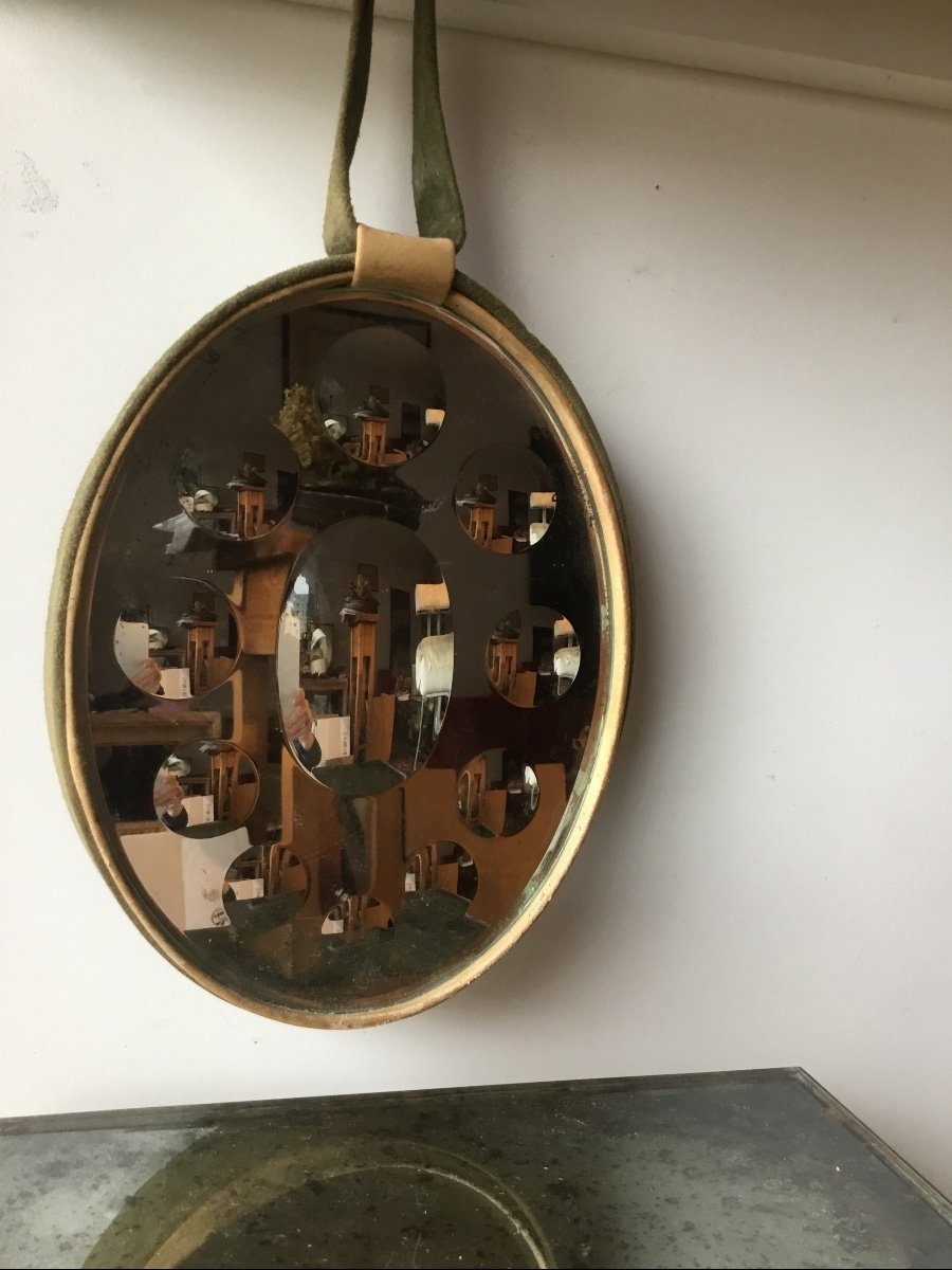 Small Oval Mirror Called "witch" With 11 Pastilles -photo-2
