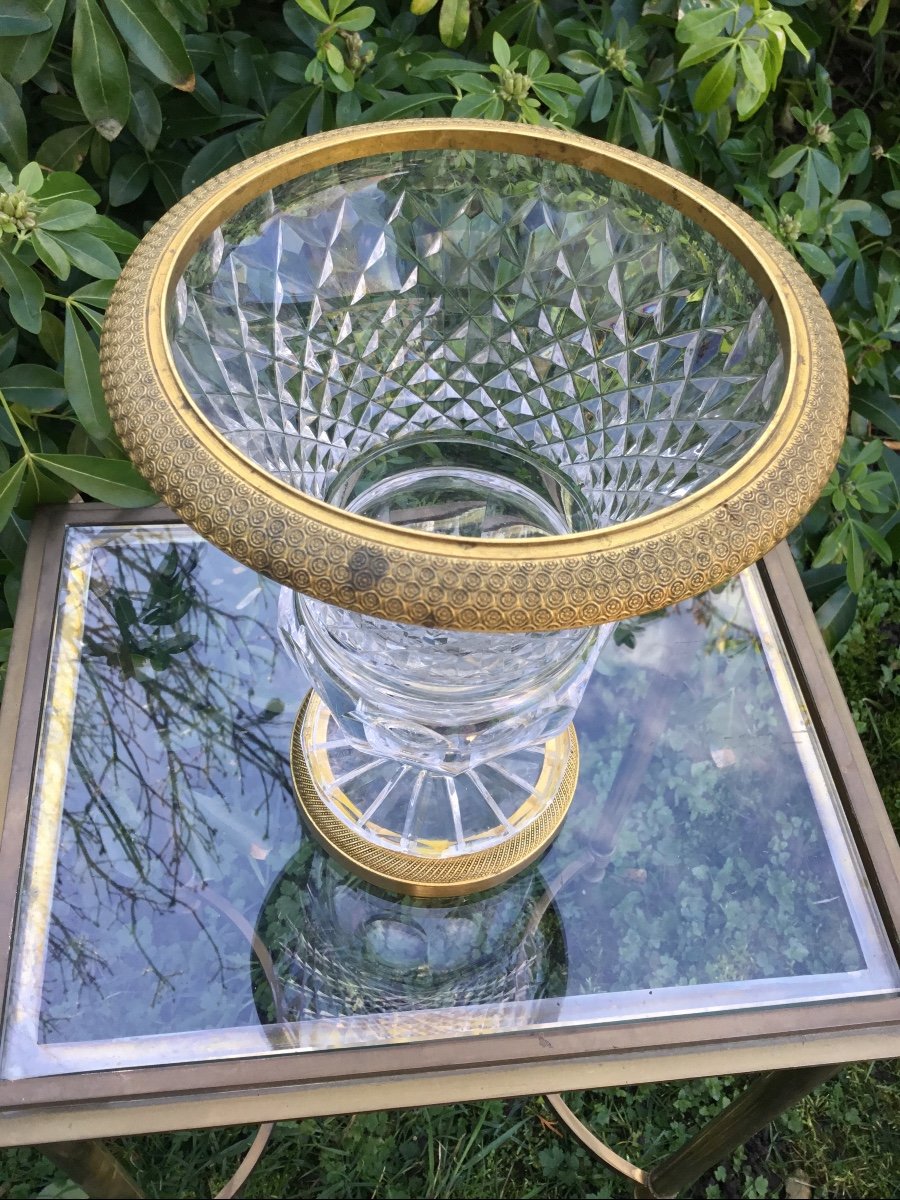 Cut Crystal Vase And Gilt Bronze Mount-photo-2