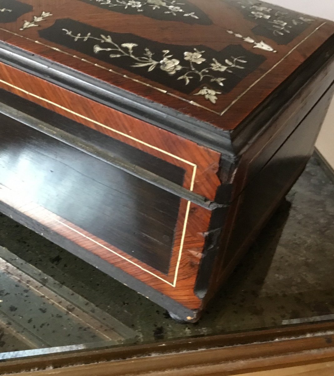 Tahan à Paris . Boite à Bijoux , Coffret ,marqueterie D’ivoire Napoléon III-photo-7