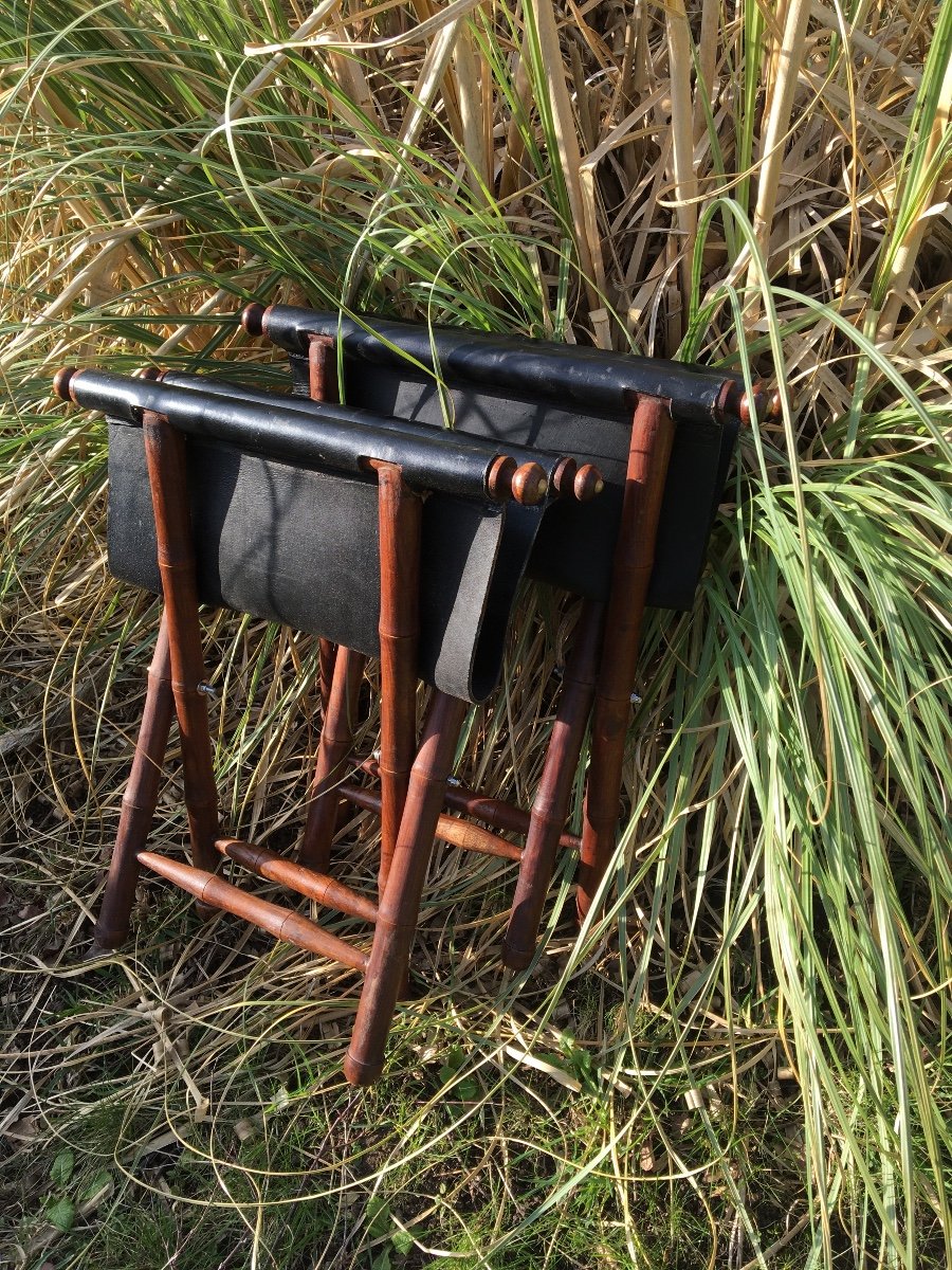 The Pair Of Stools, Bamboo And Leather Luggage Racks -photo-8