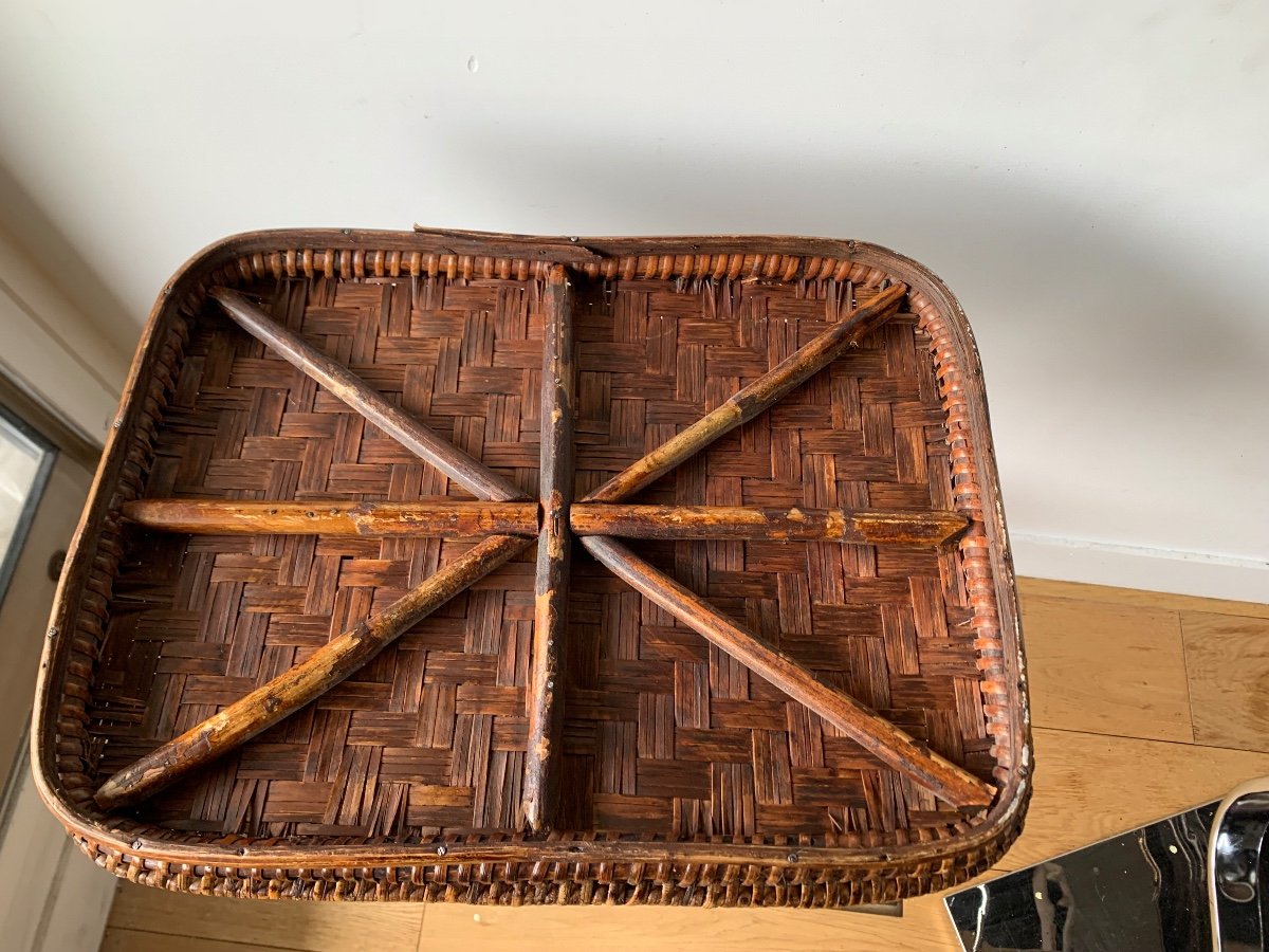 Japanese Tray In Woven Bamboo, Circa 1950-photo-6