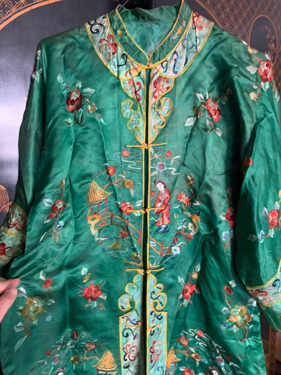 Robe D’intérieur  Chinoise En Soie Et Broderies