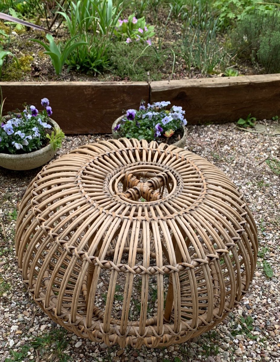 Tabouret / Ottoman En Rotin Franco Albini 1960-photo-6