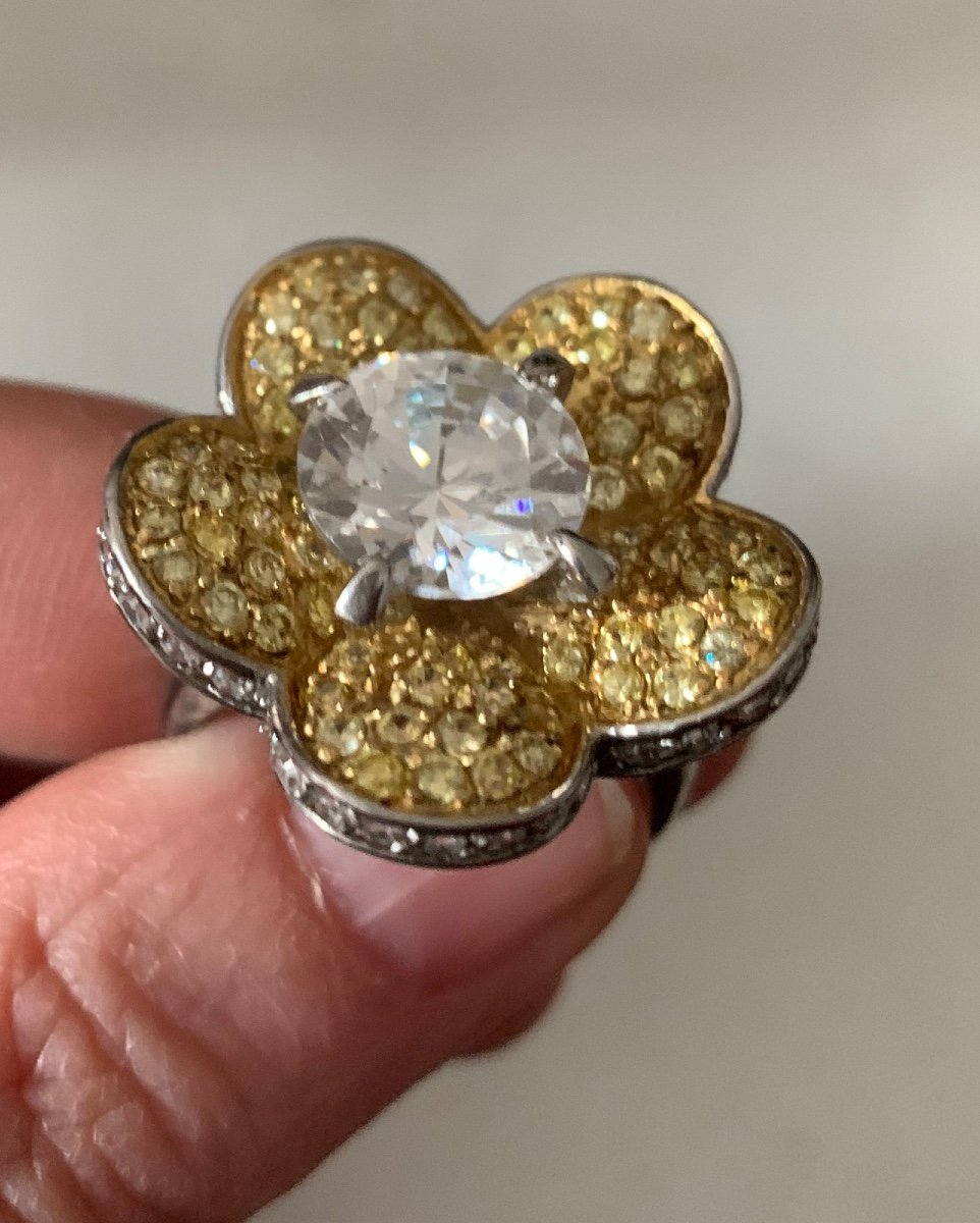 Silver Flower Ring Set With Stones-photo-5