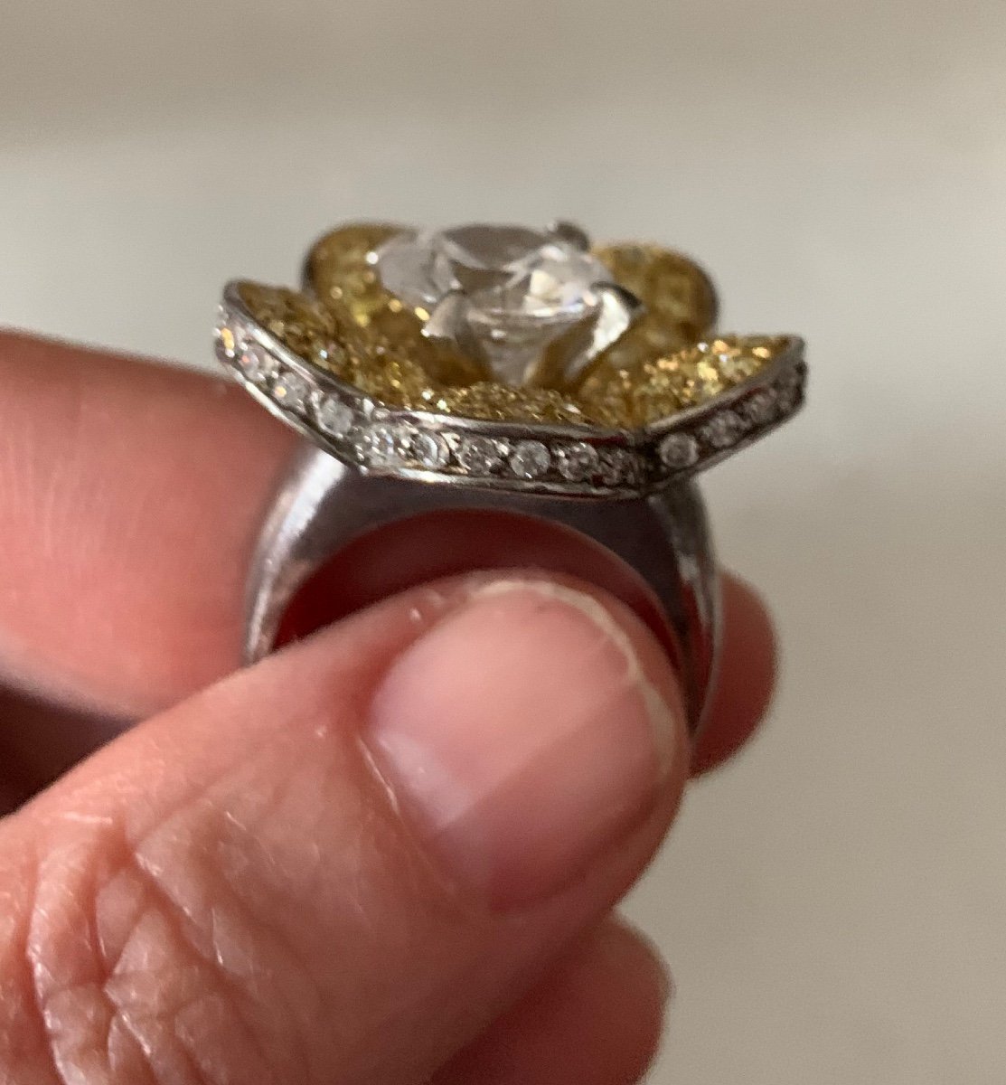 Silver Flower Ring Set With Stones-photo-6