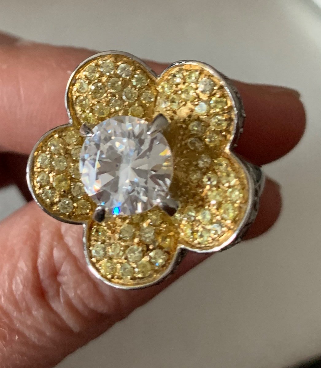 Silver Flower Ring Set With Stones-photo-7