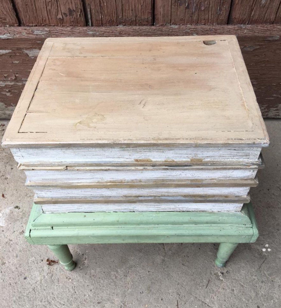 Coffre Tabouret En Trompe l'Oeil, époque XIXème-photo-2
