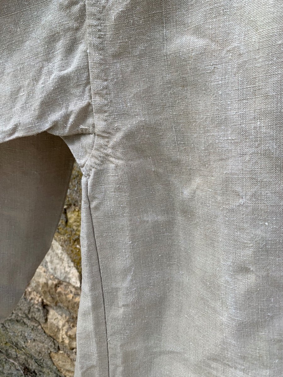 Old Linen Work Shirt, French Hemp,-photo-3