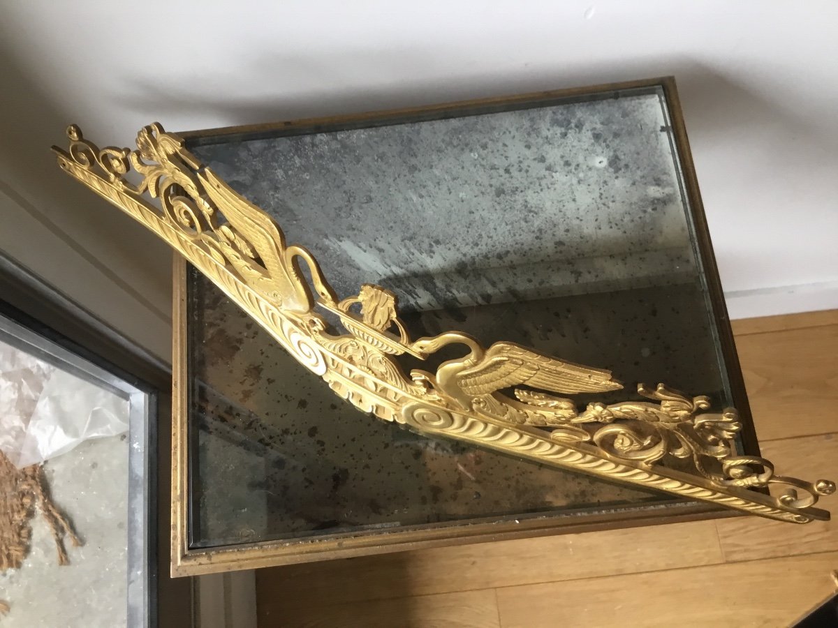 Gilt Bronze Furnishing Decor With Drinking Swans 49 Cm-photo-3
