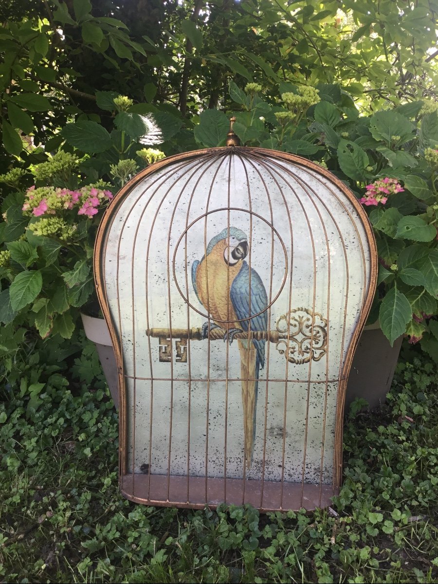 Trompe-l'oeil Bird Cage Decorated With A Parrot-photo-4