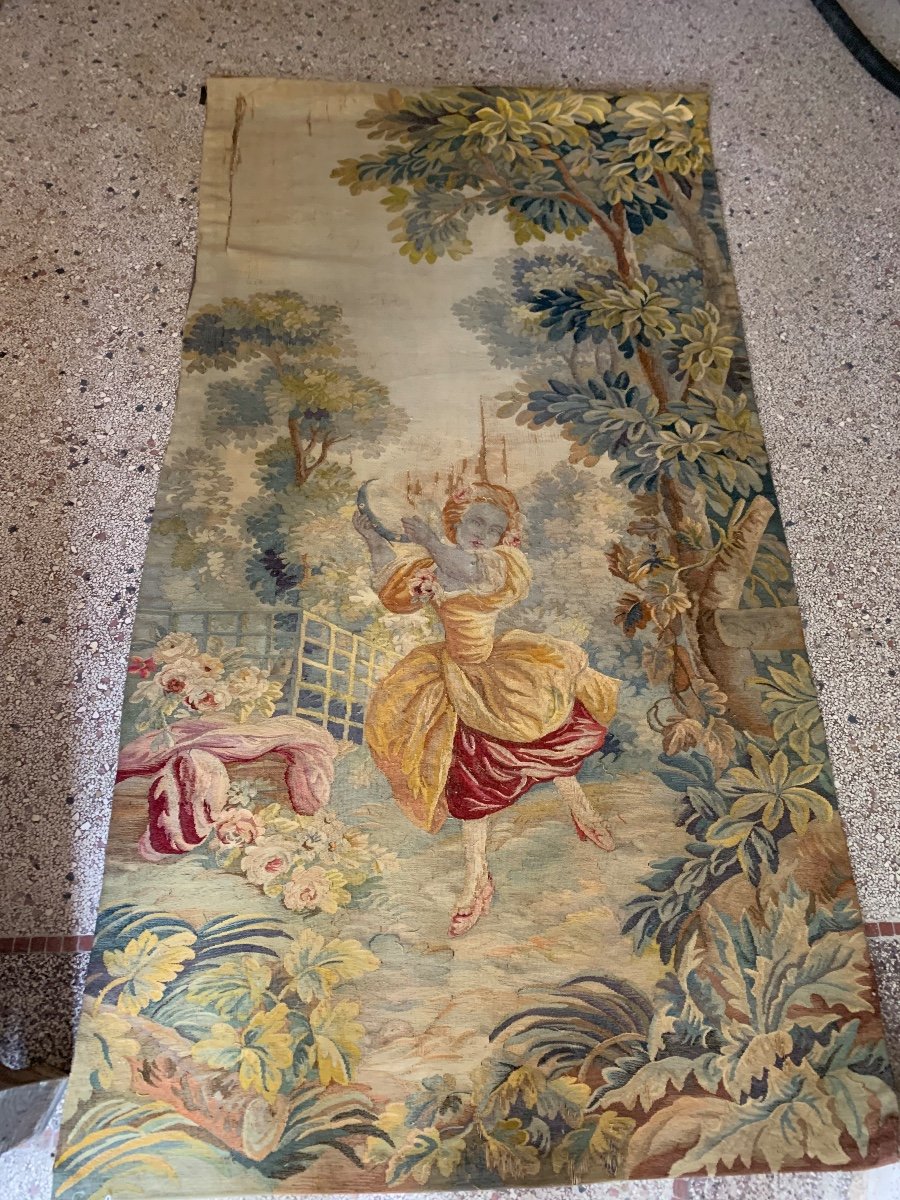 Tapestry The Young Girl With The Tambourine, 18th Century -photo-4