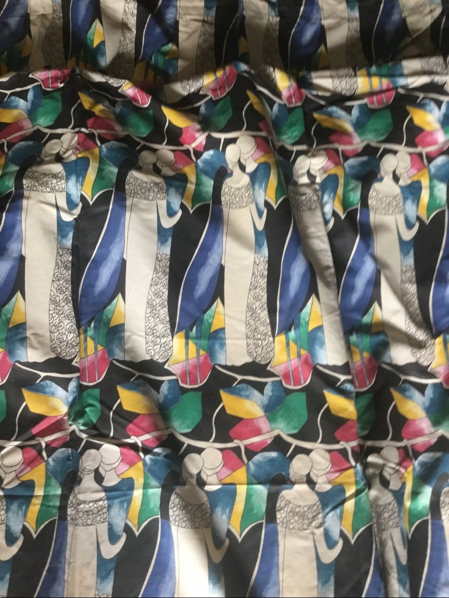 Pair Of Art Deco Period Curtains With Silhouettes -photo-4