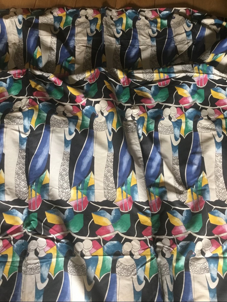 Pair Of Art Deco Period Curtains With Silhouettes -photo-7