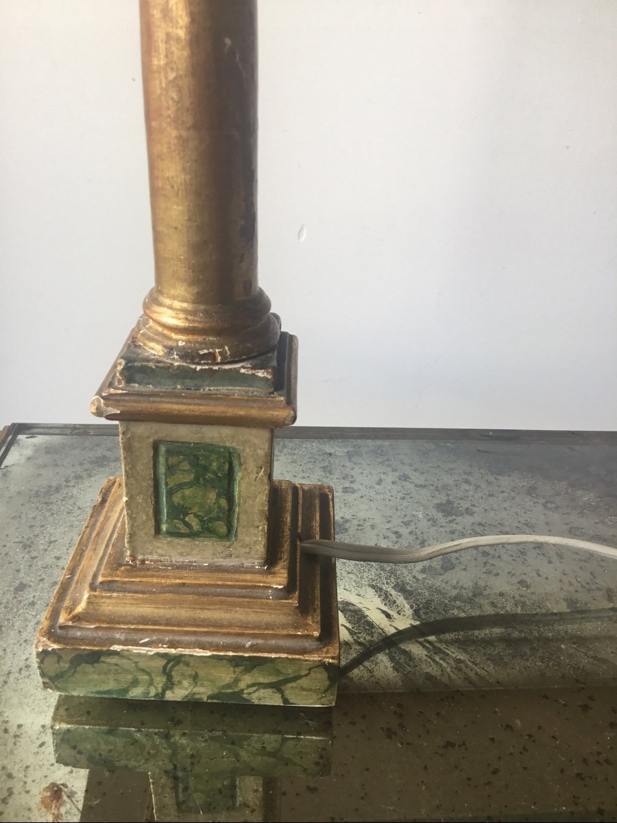 Lamp Base In Golden Wood And Faux Marble -photo-8