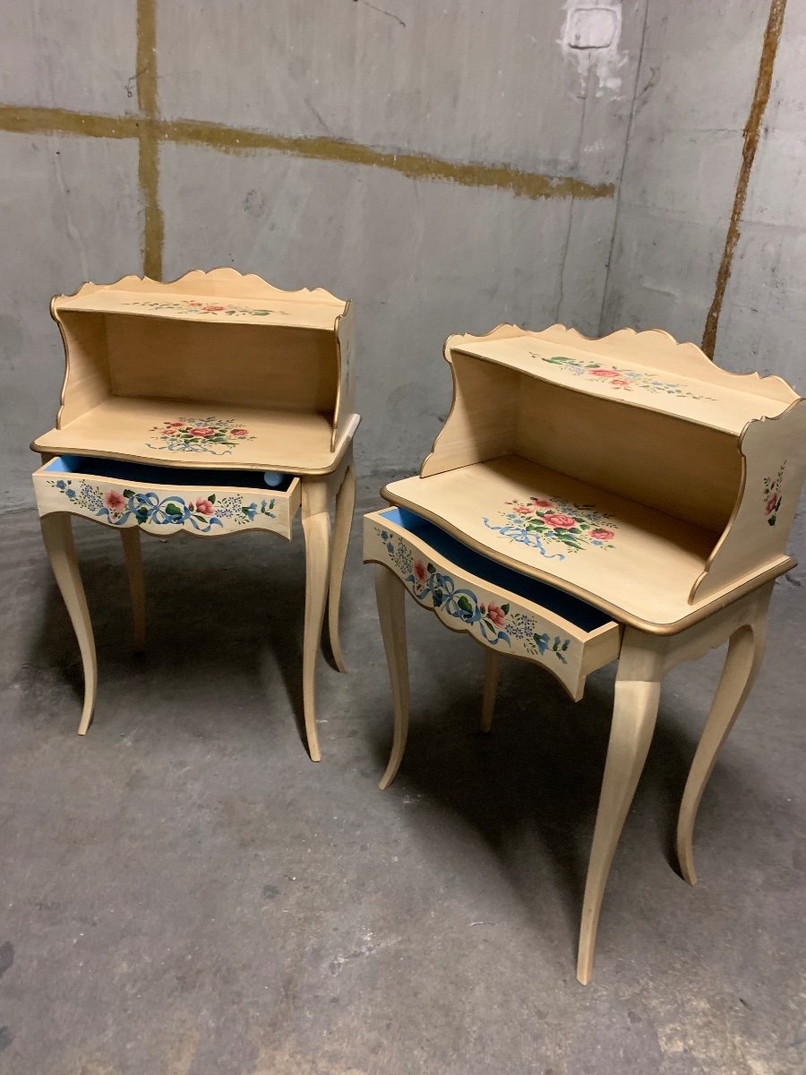 Pair Of Bedside Tables, Painted Sofa Ends -photo-2