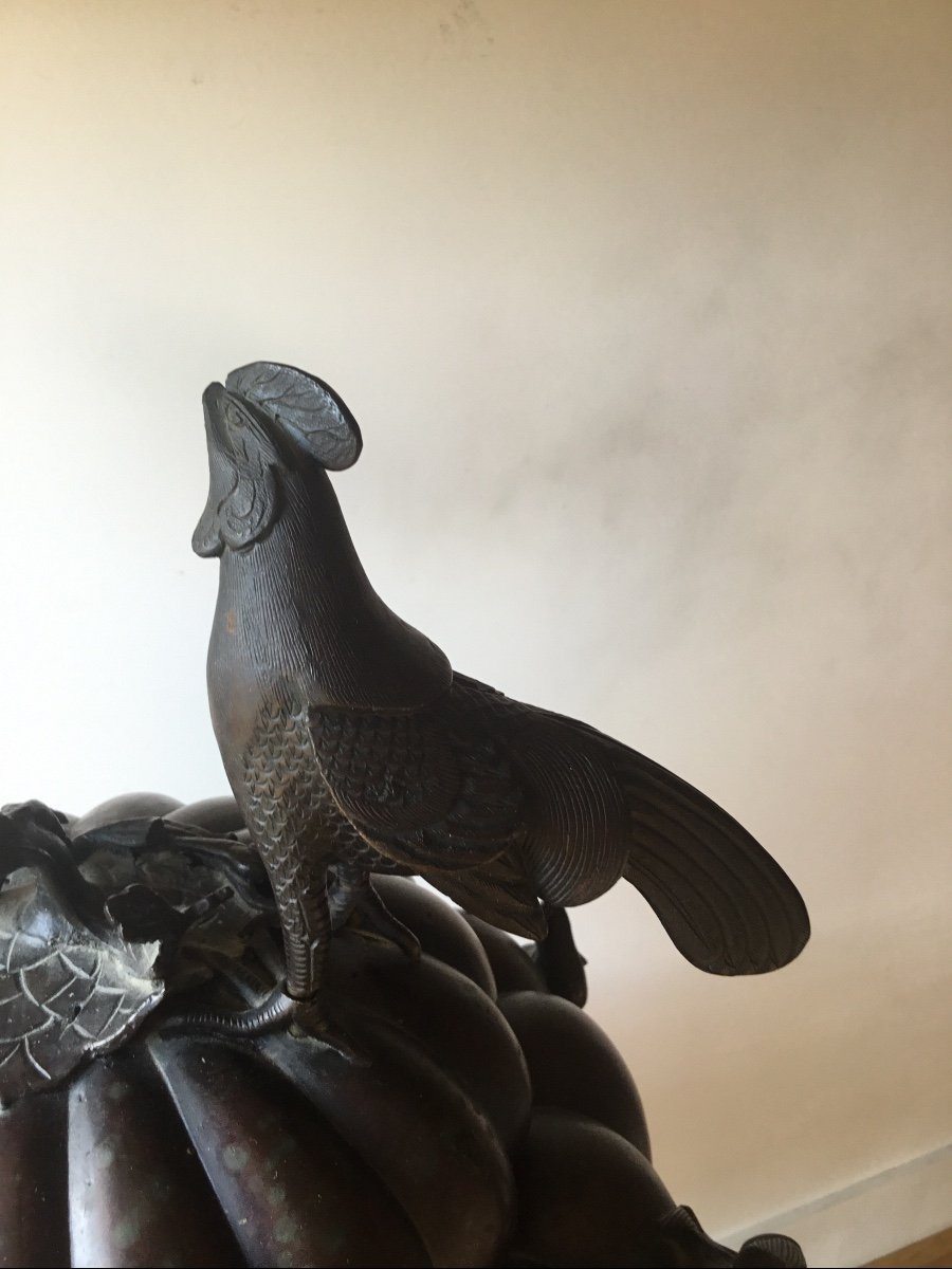 Brûle Parfum Bronze Japon Impérial à La Coloquinte Meiji 19éme-photo-1