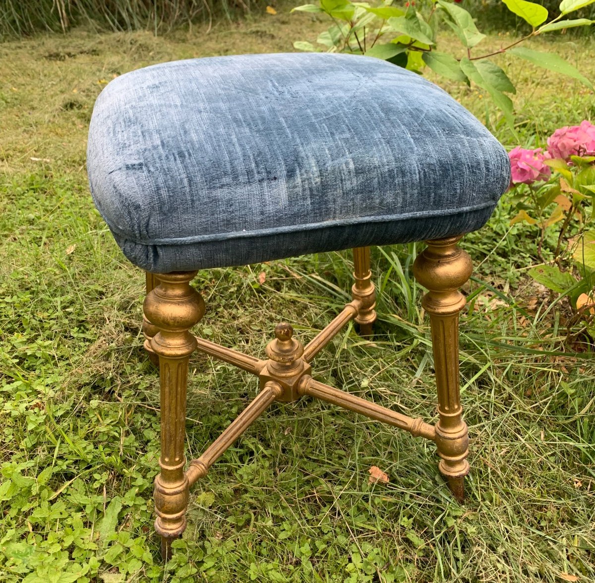 Tabouret En Bois Doré Et Velours, Napoléon III -photo-2