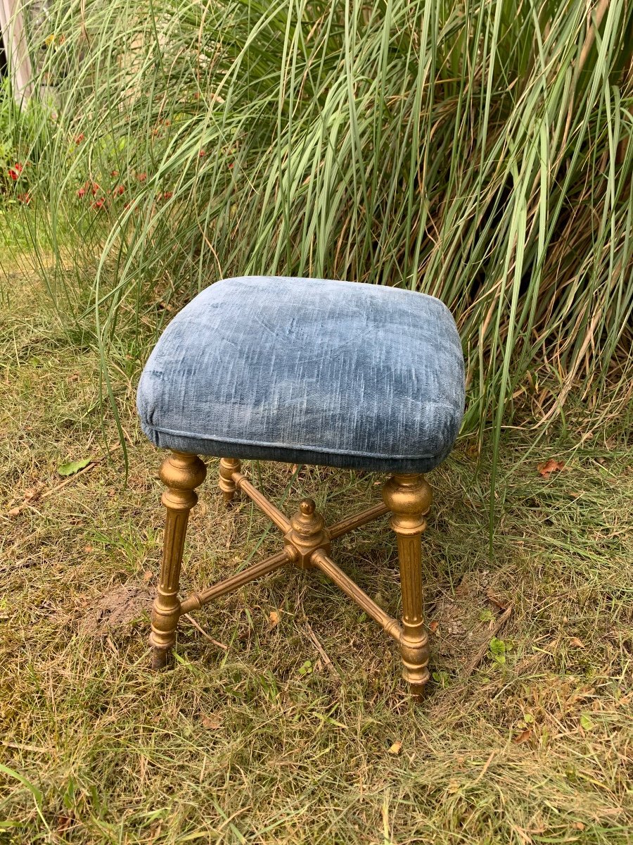 Tabouret En Bois Doré Et Velours, Napoléon III -photo-1
