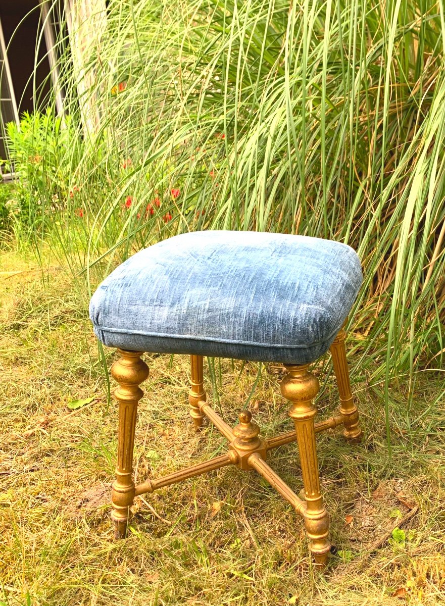 Tabouret En Bois Doré Et Velours, Napoléon III -photo-3