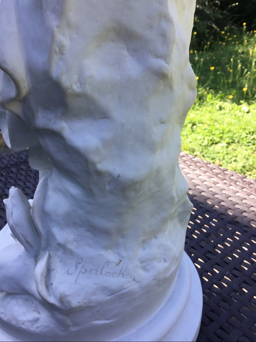 Sculpture Jeune Fille  Aux Oisillons Biscuit. Sperlacken - Vers 1900-photo-4