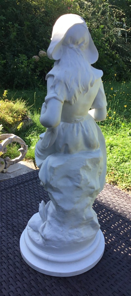 Sculpture Jeune Fille  Aux Oisillons Biscuit. Sperlacken - Vers 1900-photo-5