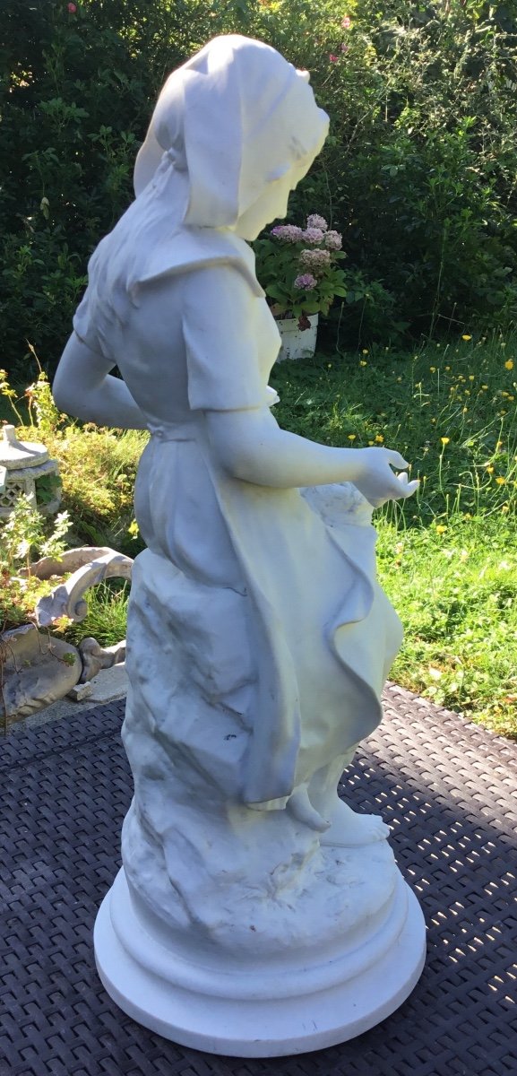 Sculpture Jeune Fille  Aux Oisillons Biscuit. Sperlacken - Vers 1900-photo-6
