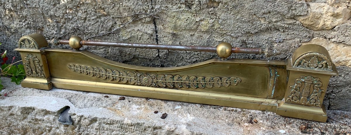 Chiseled Bronze Fireplace Bar From Empire Period, Early 19th Century-photo-2