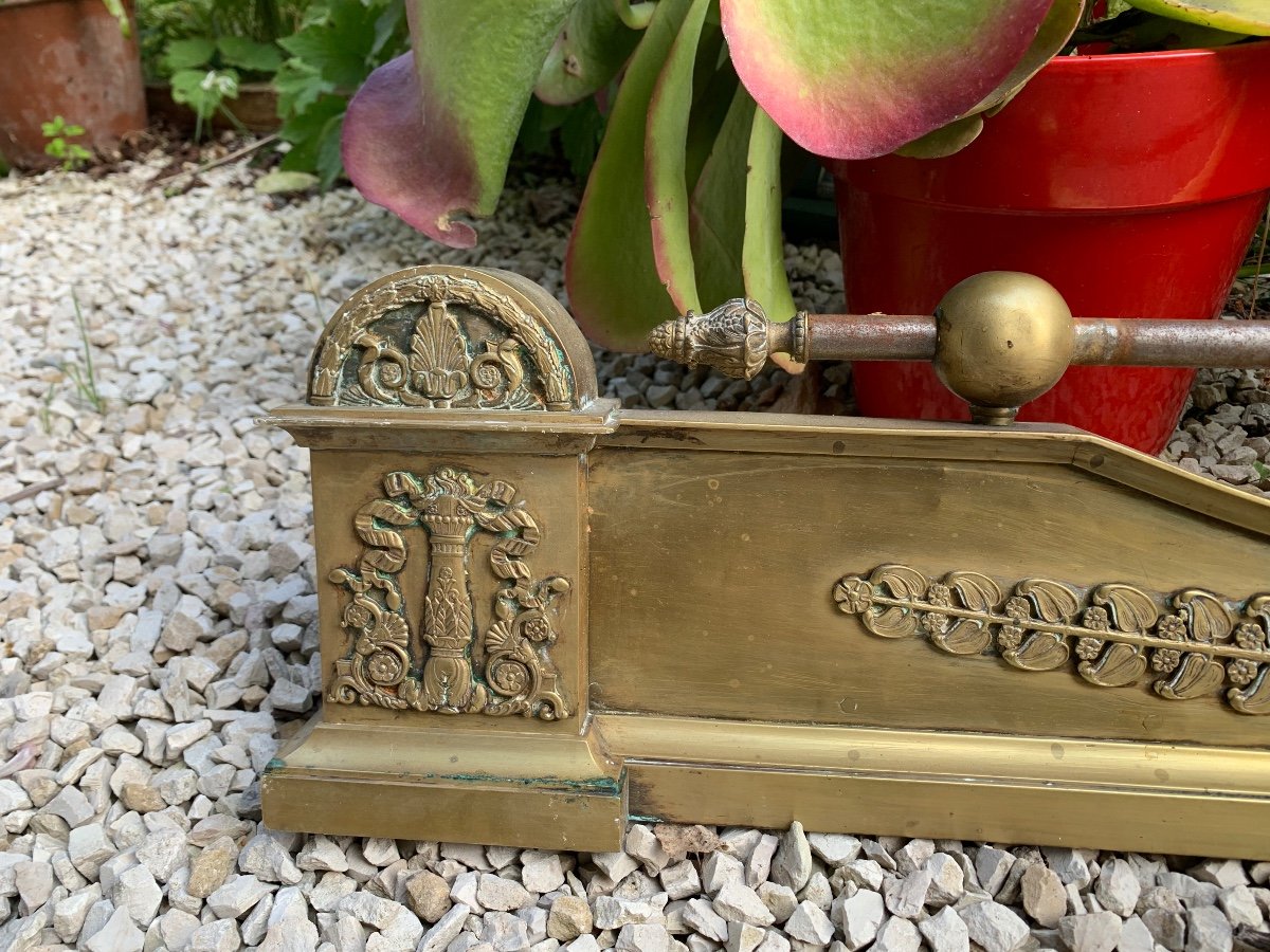 Chiseled Bronze Fireplace Bar From Empire Period, Early 19th Century-photo-1