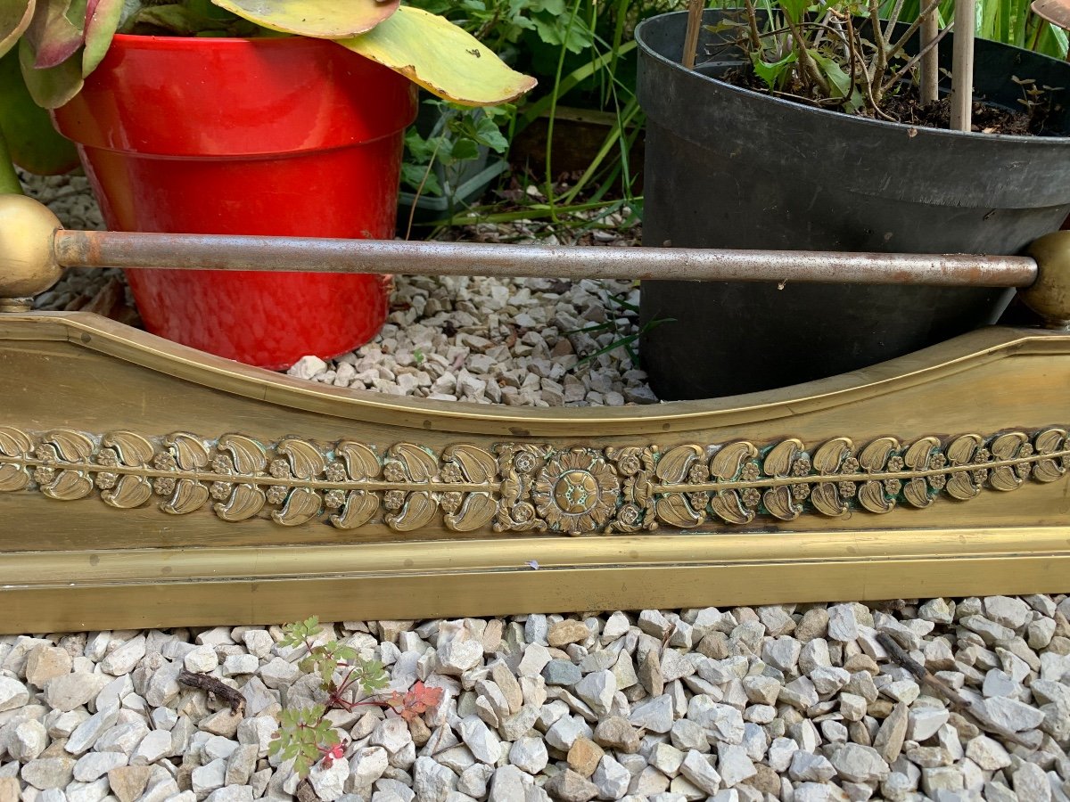 Chiseled Bronze Fireplace Bar From Empire Period, Early 19th Century-photo-2