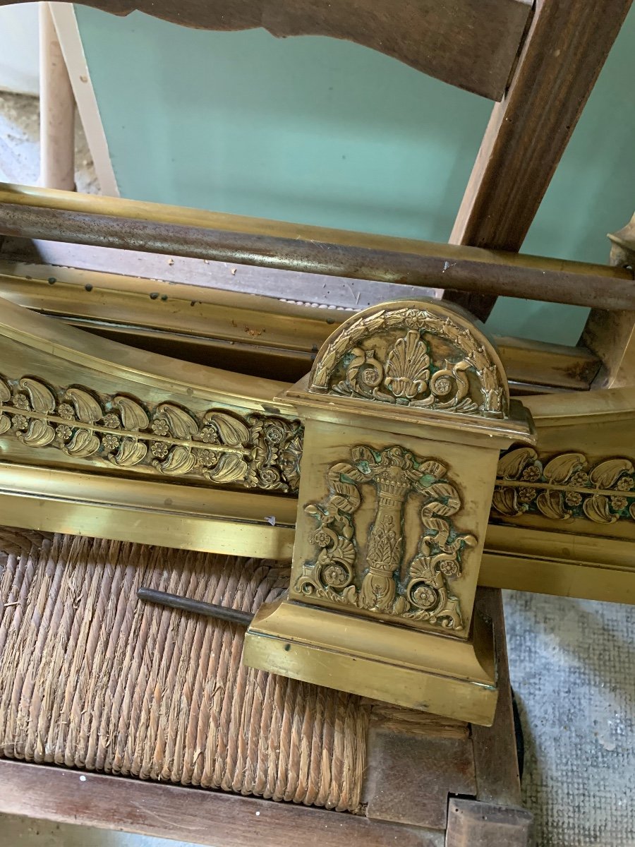 Chiseled Bronze Fireplace Bar From Empire Period, Early 19th Century-photo-5