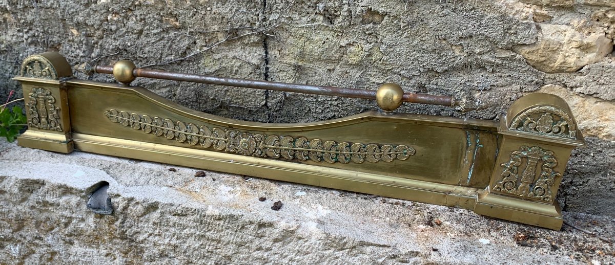 Chiseled Bronze Fireplace Bar From Empire Period, Early 19th Century-photo-7
