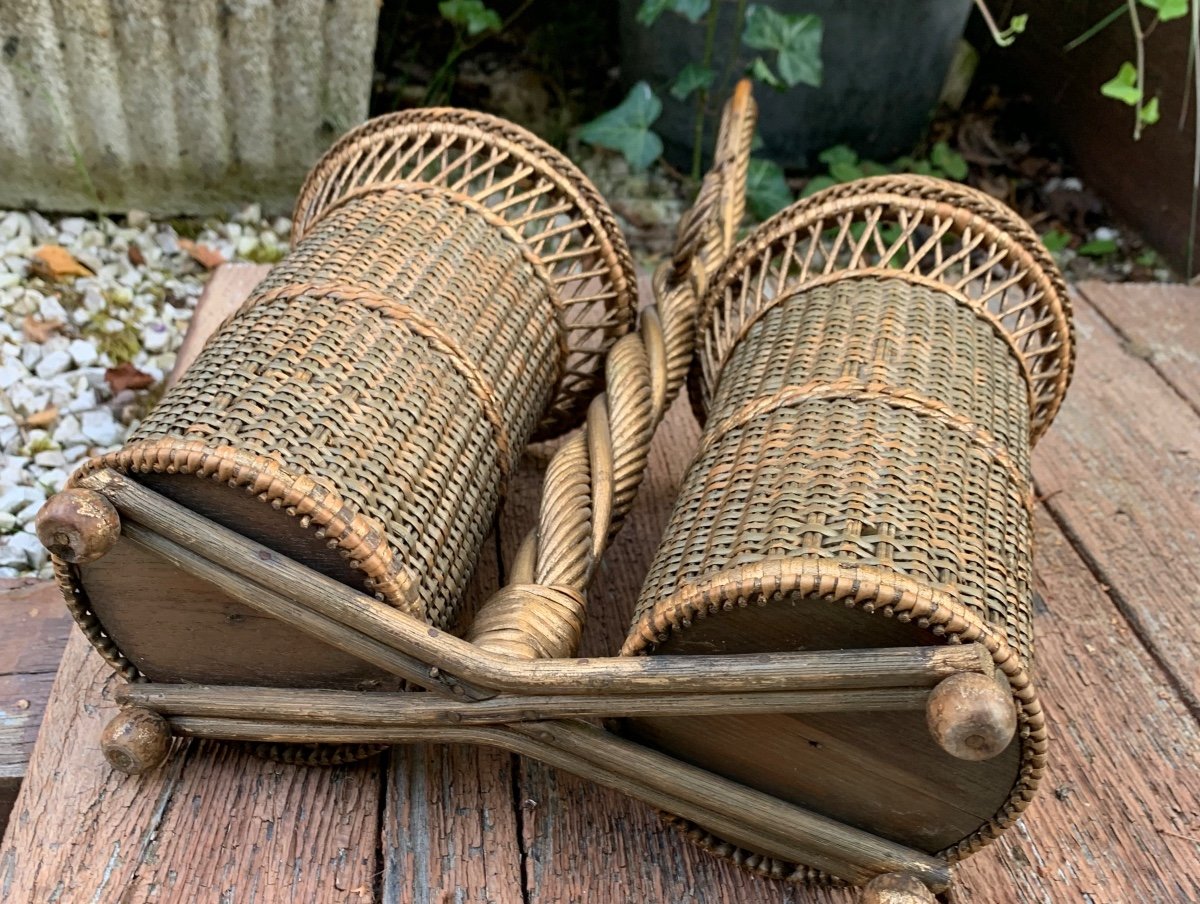 Folk Art Woven Wicker Bottle Holder -photo-7