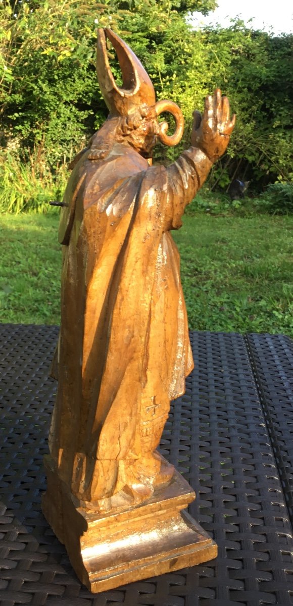 Saint Nicholas In Natural Wood, 18 Th  Century -photo-3