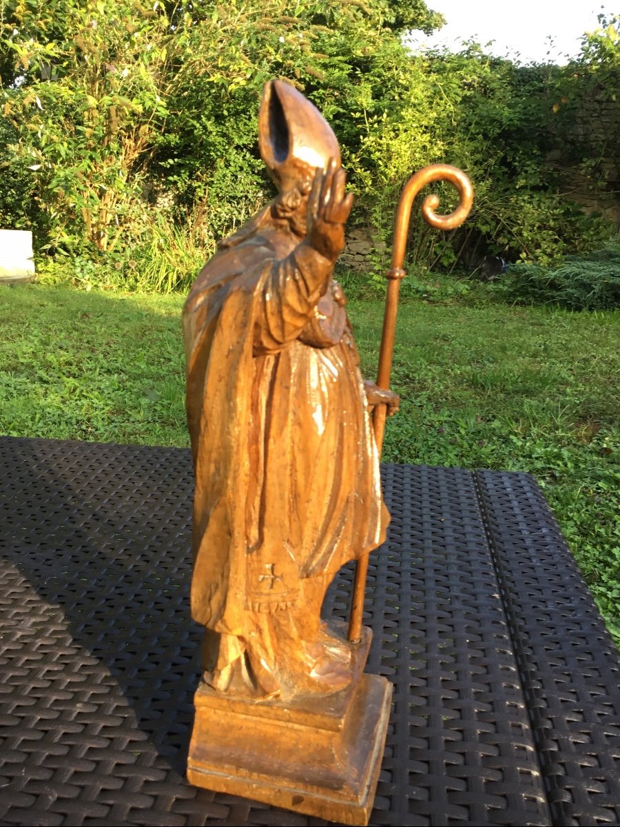 Saint Nicholas In Natural Wood, 18 Th  Century -photo-4