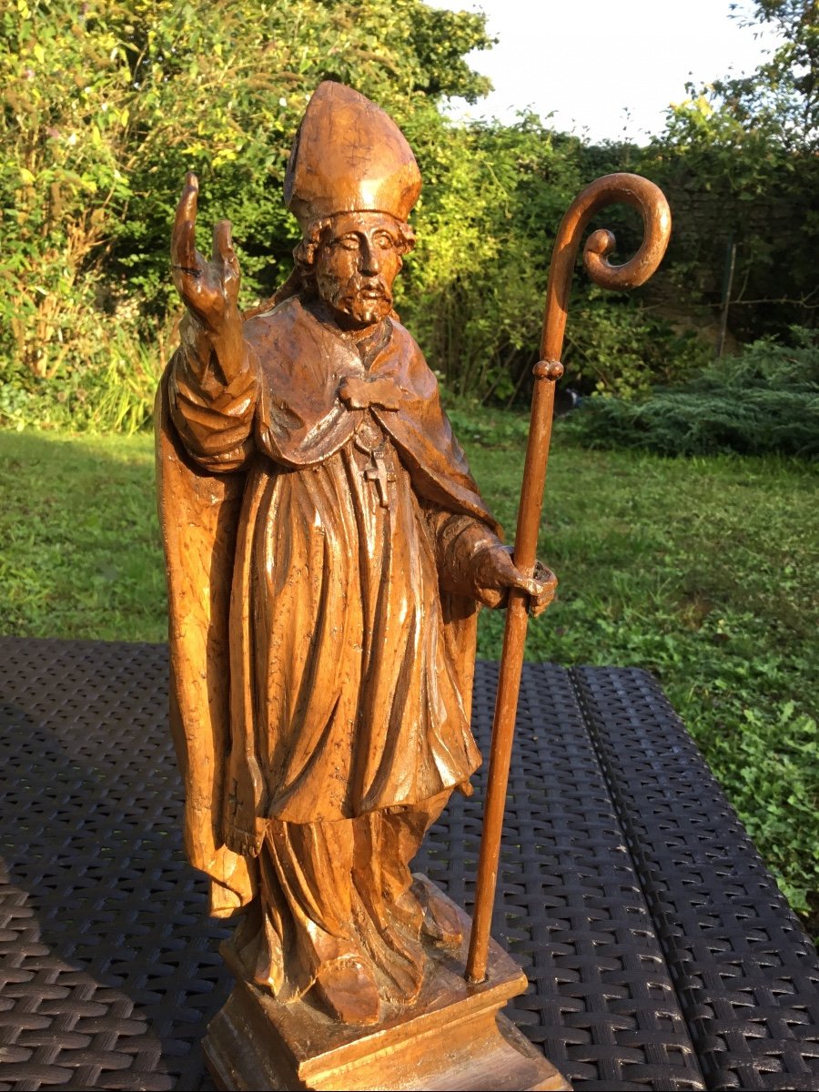 Saint Nicholas In Natural Wood, 18 Th  Century -photo-7