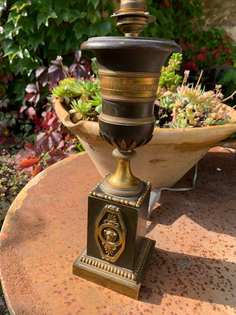 Restoration Vase With Two Patinas Mounted As A Lamp -photo-2