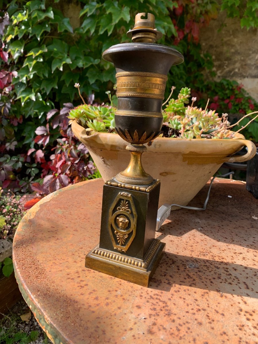 Restoration Vase With Two Patinas Mounted As A Lamp -photo-3