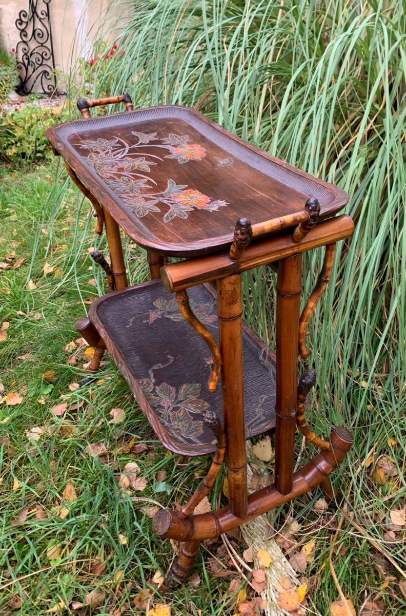Japanese-style Bamboo Serving Trolley Dlg By Perret Vibert -photo-8