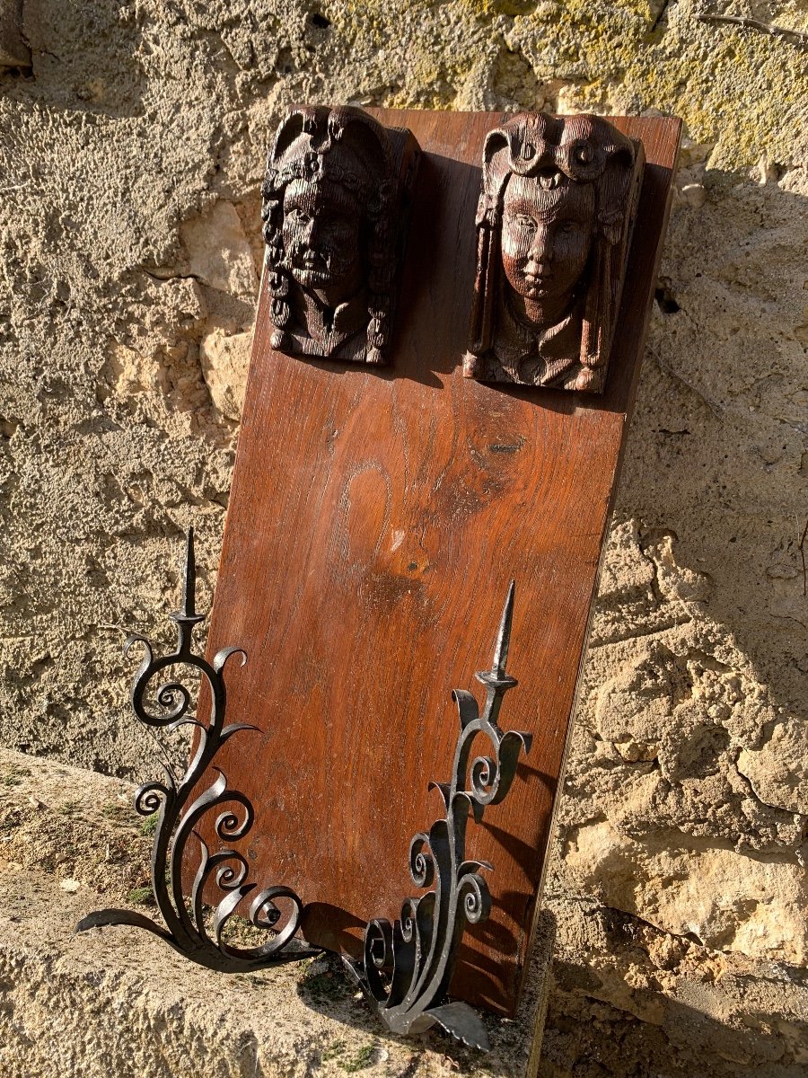 Wall Sconce Candle Holders With Sculpted Faces -photo-8