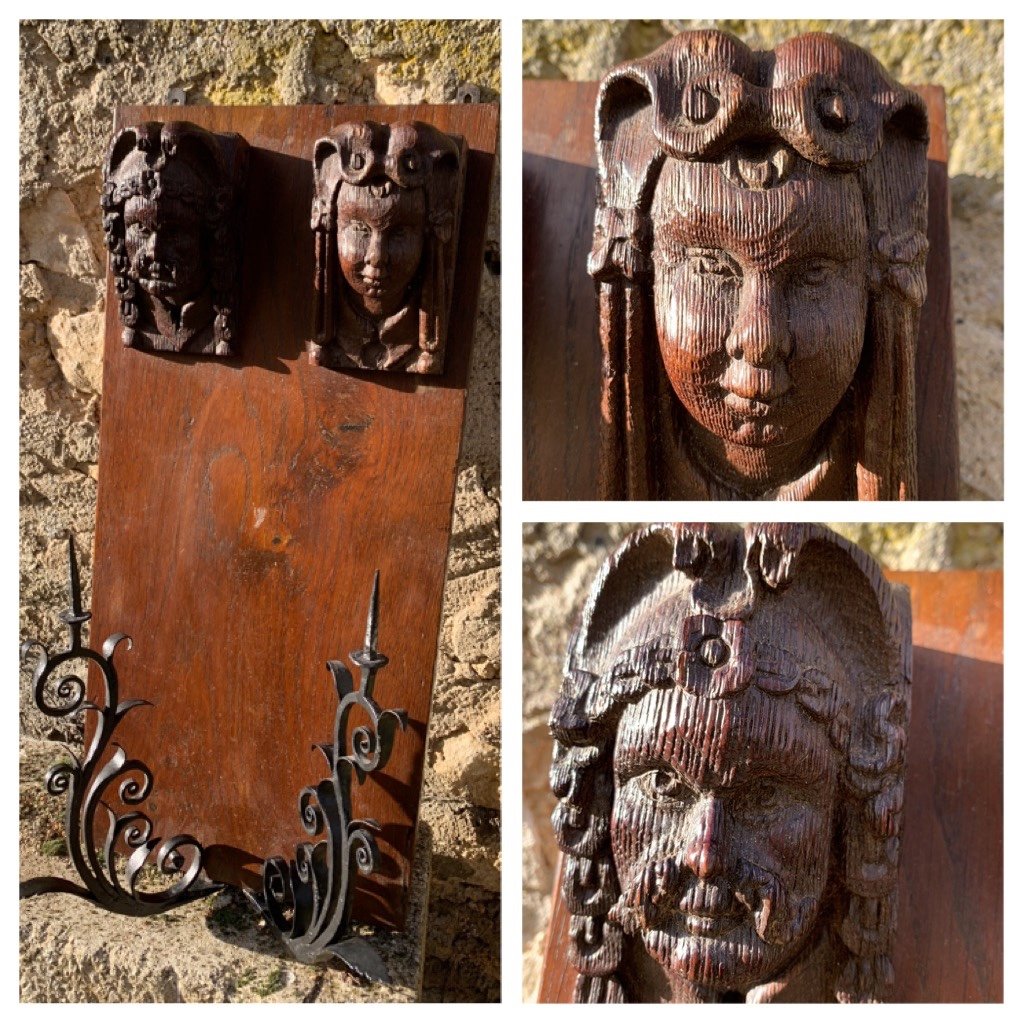 Wall Sconce Candle Holders With Sculpted Faces 