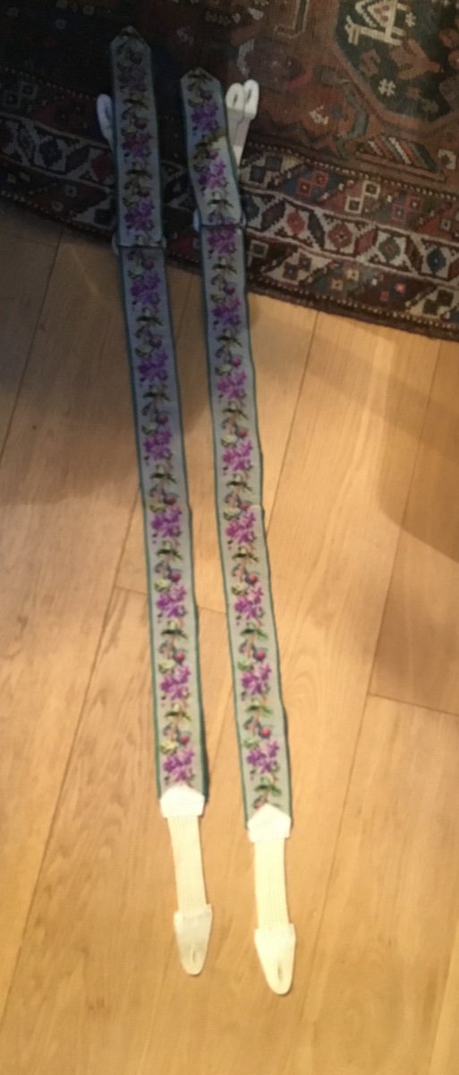 Pair Of Embroidered And Leather Suspenders -photo-7