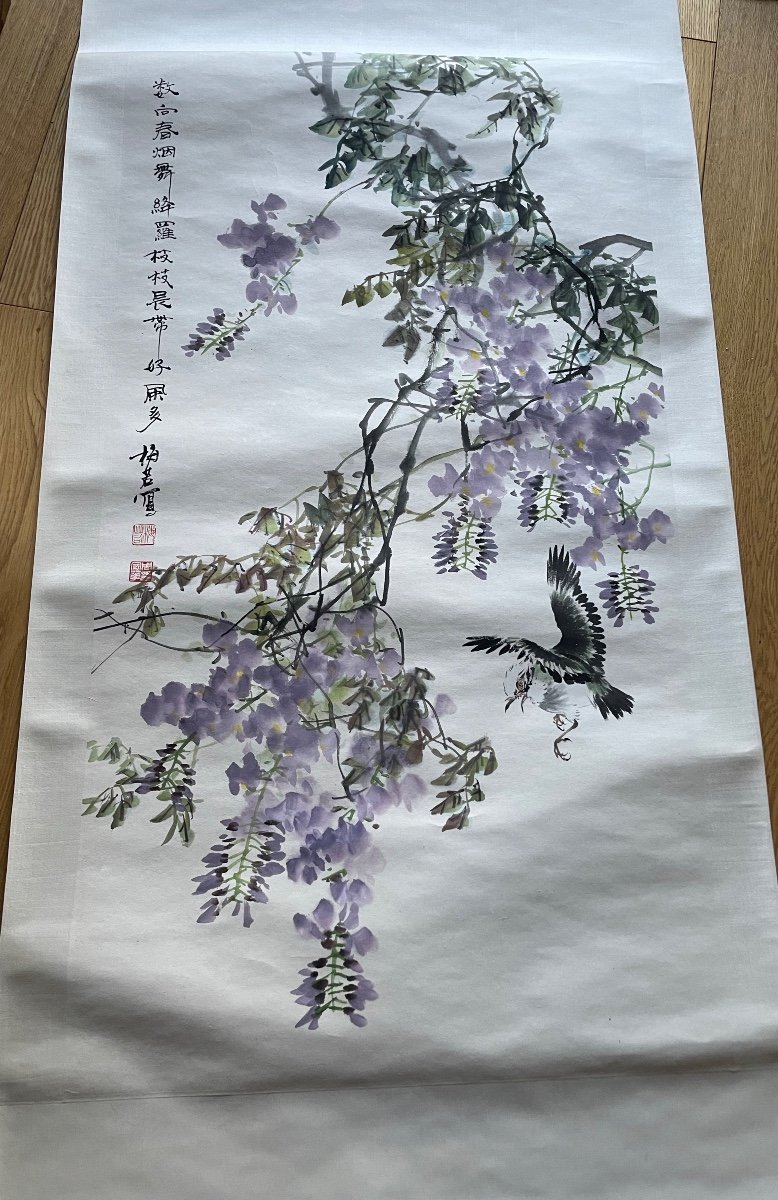 Scroll Painting Wisteria Decor - China-photo-4