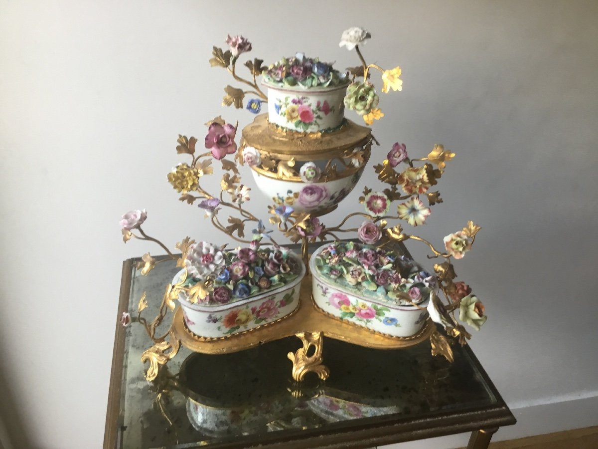 Jardinière, Pot Pourri In Porcelain And Gilt Bronze -photo-3