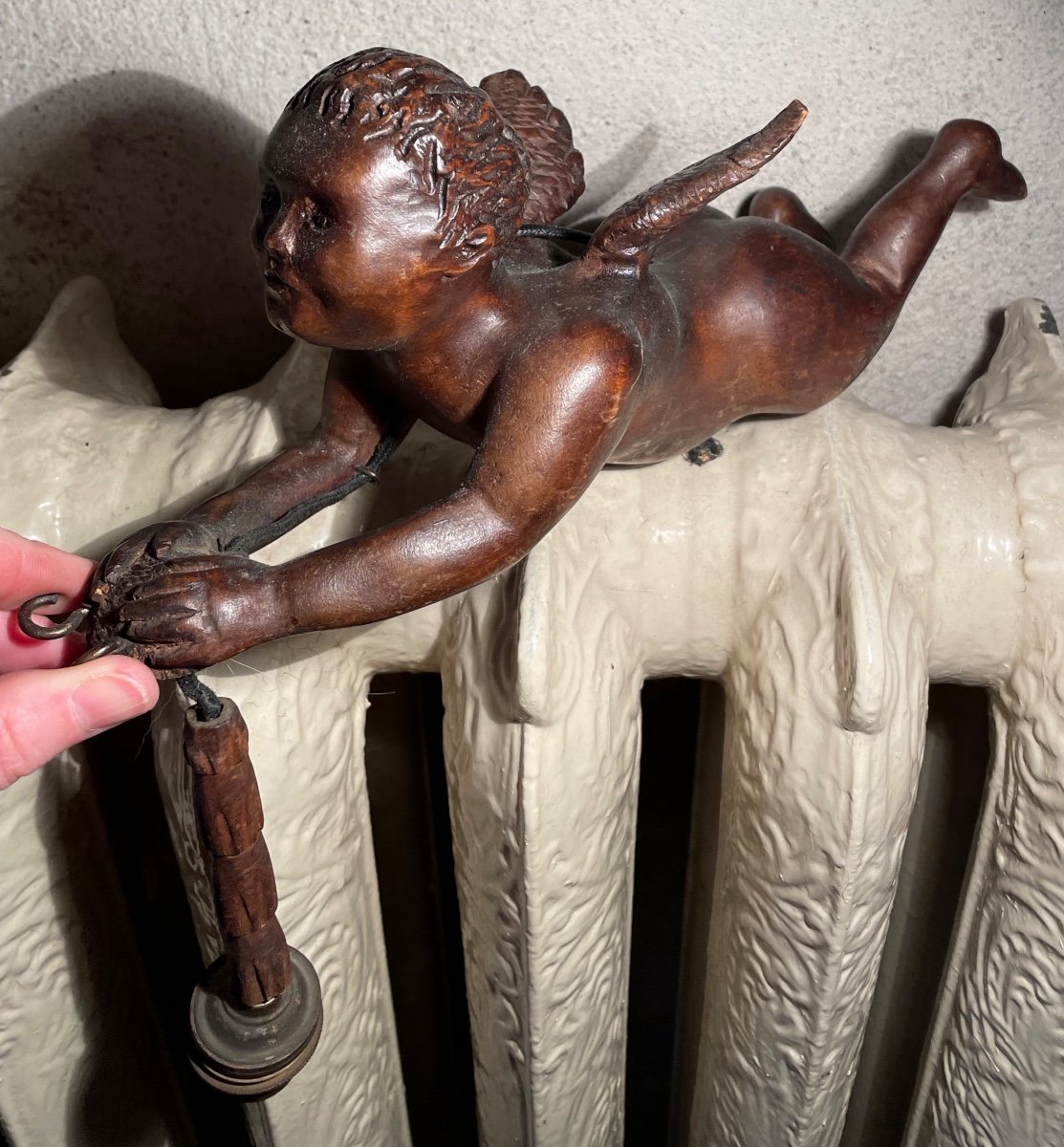 Small Natural Wood Angelot Lamp -photo-4