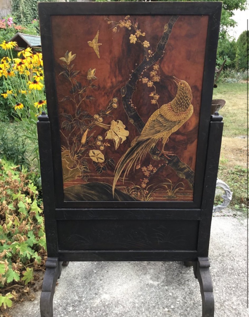 Large Japanese Lacquered Wood Screen, Dlg De Viardot-photo-4